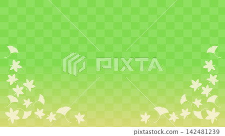 Autumn maple leaves and a checkered green frame Autumn maple leaves and a checkered green frame 142481239