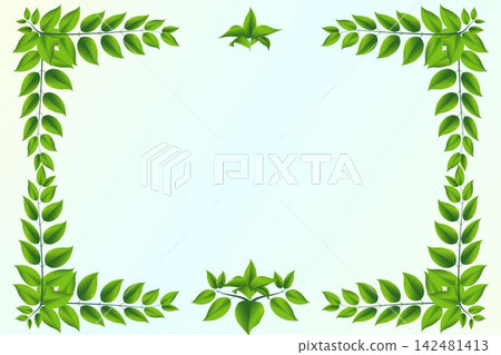 Fresh green leaves creating a botanical frame design for copy space Fresh green leaves creating a botanical frame design for copy space 142481413