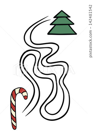 A Christmas task with holiday maze at preschool during the festive season 142481542