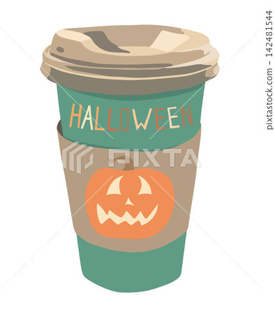 Vector isolated illustration of a festive hot drink for Halloween. Vector isolated illustration of a festive hot drink for Halloween. 142481544