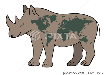 Vector isolated illustration of World Rhino Day. Vector isolated illustration of World Rhino Day. 142481547