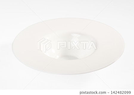 Empty white ceramic soup plate isolated on white background Empty white ceramic soup plate isolated on white background 142482099