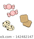 Simple hand-drawn illustrations of sweets 142482147