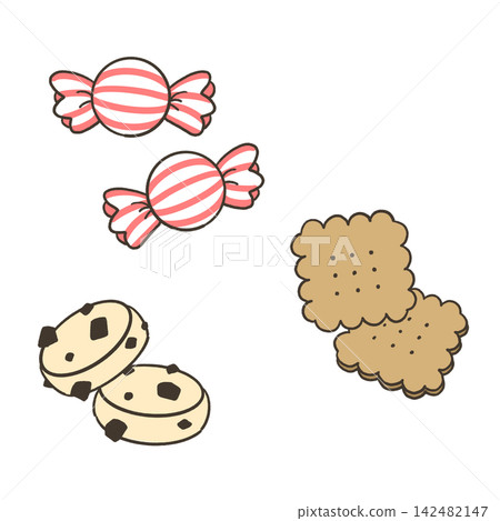 Simple hand-drawn illustrations of sweets Simple hand-drawn illustrations of sweets 142482147