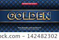 Luxury gold text effect. Golden editable text style effect. Shiny metal 3d typography. Gold metallic letter. Vector illustration 142482302