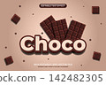 Choco bar editable text effect. Chocolate text style theme. Brown choco bar text effect 142482305