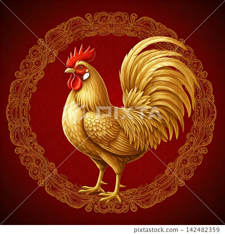 rooster on red chinese new year rooster on red chinese new year 142482359