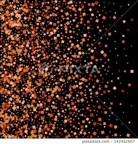 Orange and copper square glitter confetti scattered on a black background vector illustration. eps 10 Orange and copper square glitter confetti scattered on a black background vector illustration. eps 10 142482607