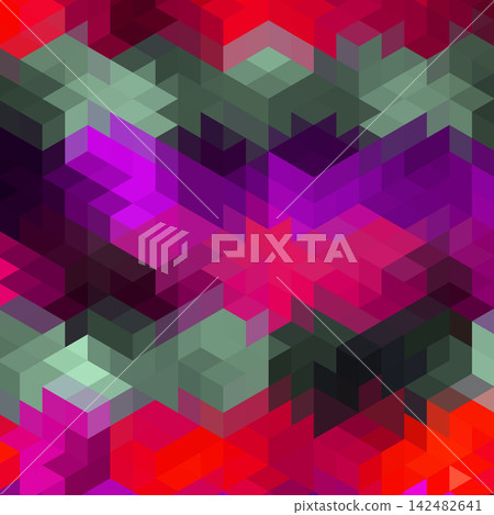 Abstract geometric pattern of colorful hexagons and cubes in dark tones. Abstract geometric pattern of colorful hexagons and cubes in dark tones. 142482641