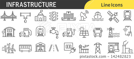 Infrastructure icon set Infrastructure icon set 142482823