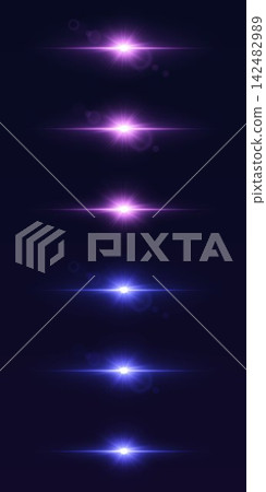 Multiple colorful light effects creating horizontal streaks and glowing sparkles on a dark background Multiple colorful light effects creating horizontal streaks and glowing sparkles on a dark background 142482989