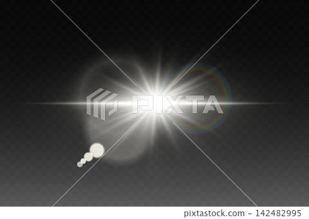 Digital optical lens flare creating bright starburst light with color aberrations Digital optical lens flare creating bright starburst light with color aberrations 142482995