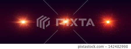 Abstract light effect showing bright lens flare and glowing red sparks on a dark background Abstract light effect showing bright lens flare and glowing red sparks on a dark background 142482998