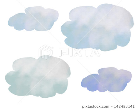 一組可愛的水彩風格雲朵插圖 一組可愛的水彩風格雲朵插圖 142483141