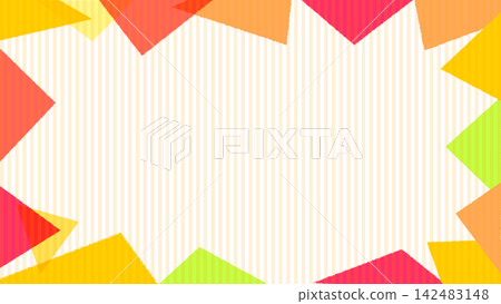 Colorful garland geometric pattern frame with striped background 142483148