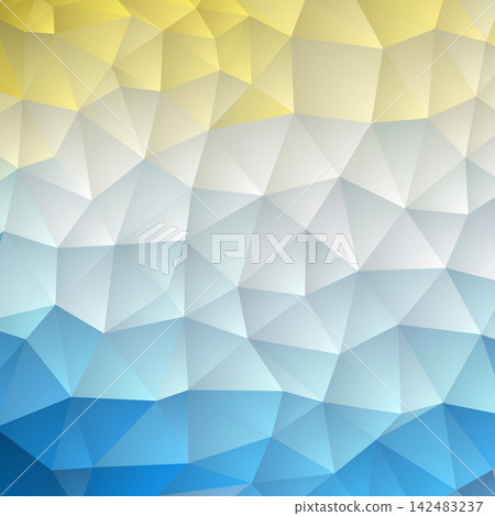 Abstract geometric background made of multicolored triangles in yellow, white and blue tones. eps 10 142483237