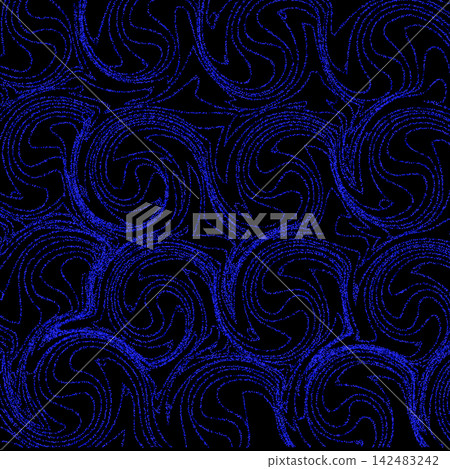 Abstract blue lines made of small dots marble swirl pattern on a black background illustration. eps 10 Abstract blue lines made of small dots marble swirl pattern on a black background illustration. eps 10 142483242