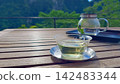 在綠樹成蔭的露臺上，一邊享用花草茶，一邊享受輕鬆時光。 142483344