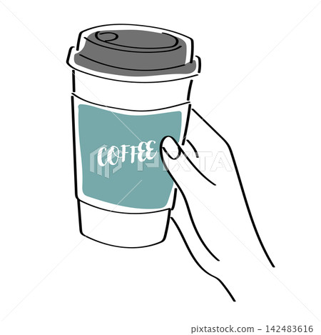 A simple illustration of someone holding a hot coffee. A simple illustration of someone holding a hot coffee. 142483616