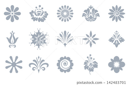 Flower icons set. Isolated elements for design. Vector graphics. Flower collection Flower icons set. Isolated elements for design. Vector graphics. Flower collection 142483701