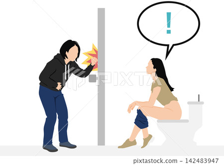 一幅女性上廁所的插圖 一幅女性上廁所的插圖 142483947