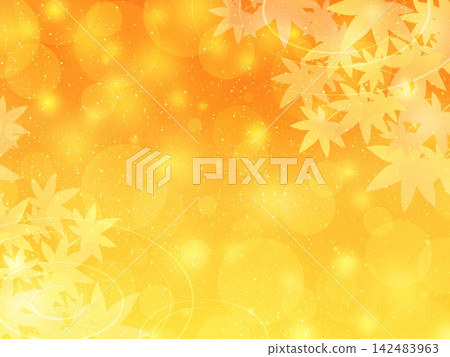 Autumn leaves and orange sparkling background illustration material with frame and ripple effect. Autumn leaves and orange sparkling background illustration material with frame and ripple effect. 142483963