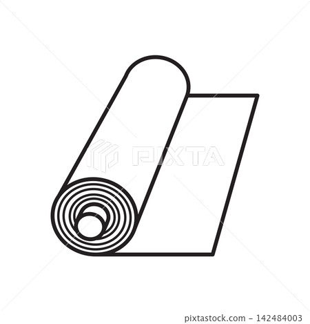 Clean line art icon representing a roll of textile material for sewing and upholstery. Clean line art icon representing a roll of textile material for sewing and upholstery. 142484003