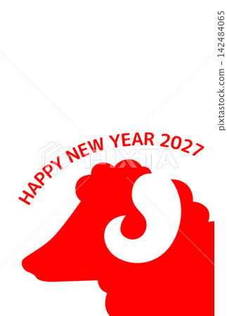 2027 羊年新年賀卡範本 33(新年快樂 綿羊剪影 直式版) 2027 羊年新年賀卡範本 33(新年快樂 綿羊剪影 直式版) 142484065