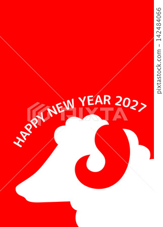 2027 羊年新年賀卡範本 34(新年快樂 綿羊剪影 直式版) 2027 羊年新年賀卡範本 34(新年快樂 綿羊剪影 直式版) 142484066