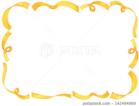 Yellow ribbon frame painted in watercolor Yellow ribbon frame painted in watercolor 142484069