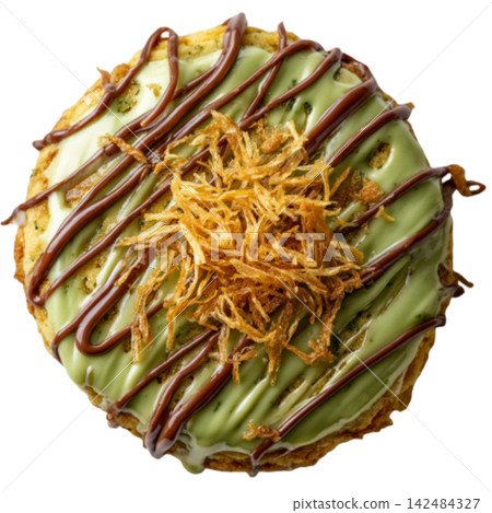 drizzled green glaze golden 142484327
