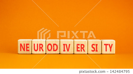 Neurodiversity word symbol. Concept word Neurodiversity on beautiful wooden blocks. Beautiful orange table orange background. Business science biological medical neurodiversity word concept Copy space Neurodiversity word symbol. Concept word Neurodiversity on beautiful wooden blocks. Beautiful orange table orange background. Business science biological medical neurodiversity word concept Copy space 142484795