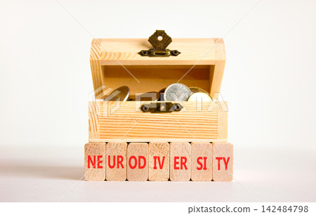 Neurodiversity word symbol. Concept word Neurodiversity on beautiful wooden blocks. Beautiful white table white background. Business science biological medical neurodiversity word concept. Copy space Neurodiversity word symbol. Concept word Neurodiversity on beautiful wooden blocks. Beautiful white table white background. Business science biological medical neurodiversity word concept. Copy space 142484798