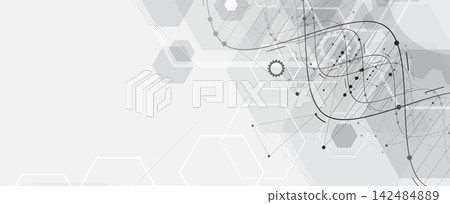Futuristic halftone molecule, DNA strands, medical and science background 142484889