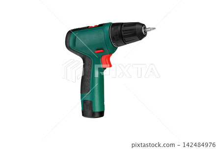 Reliable assistant for the home handyman: green power drill Reliable assistant for the home handyman: green power drill 142484976