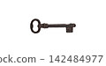Antique Rusty Iron Key Isolated on White Background 142484977