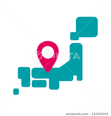 Vector illustration of a map of Japan and pins Vector illustration of a map of Japan and pins 142485043