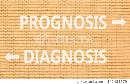 Prognosis vs diagnosis words symbol. Concept words Prognosis Diagnosis on beautiful brick wall. Beautiful brick wall background. Business medical prognosis vs diagnosis concept. Copy space. Prognosis vs diagnosis words symbol. Concept words Prognosis Diagnosis on beautiful brick wall. Beautiful brick wall background. Business medical prognosis vs diagnosis concept. Copy space. 142485579