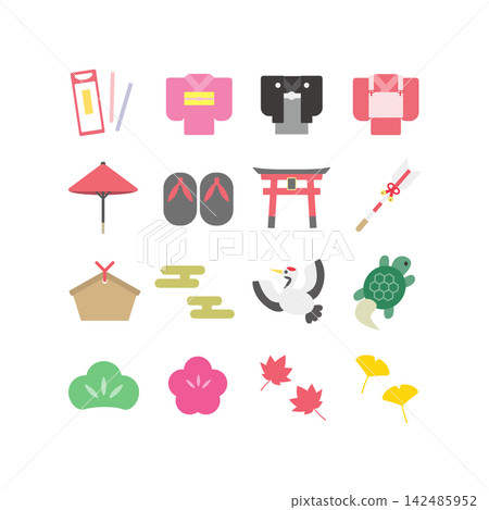 Vector illustration set for Shichi-Go-San (a traditional Japanese rite of passage for children): Japanese style and tradition Vector illustration set for Shichi-Go-San (a traditional Japanese rite of passage for children): Japanese style and tradition 142485952