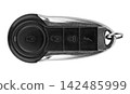Black and silver car alarm remote key fob isolated on white background 142485999