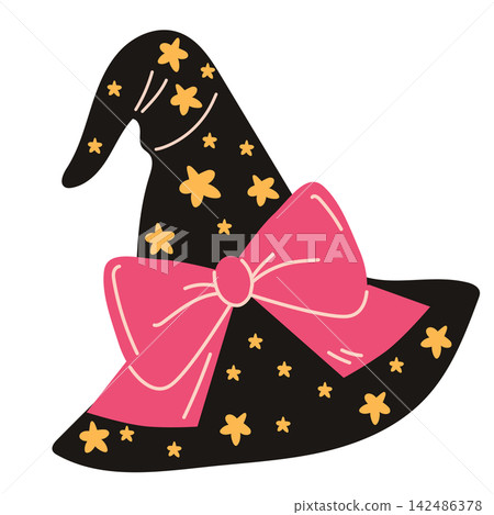 Whimsical Halloween Witch Hat Design Element Whimsical Halloween Witch Hat Design Element 142486378