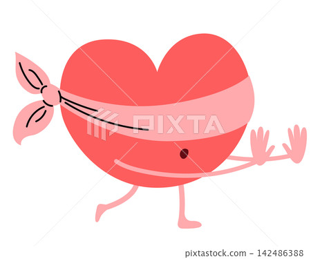 Cute Heart Character with Scarf Covering Eyes Cute Heart Character with Scarf Covering Eyes 142486388