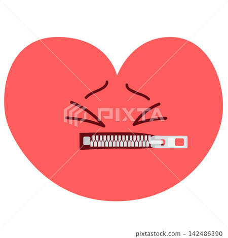 Cute Heart Character with Zipped Mouth Illustration Cute Heart Character with Zipped Mouth Illustration 142486390