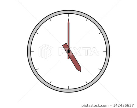 An illustration icon of an analog clock showing 5 o'clock. An illustration icon of an analog clock showing 5 o'clock. 142486637