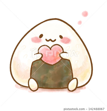 A cute watercolor-style illustration of a rice ball character holding a heart (for expressing gratitude, love, food education, and messages). A cute watercolor-style illustration of a rice ball character holding a heart (for expressing gratitude, love, food education, and messages). 142488067