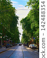 Yamanote Line sidewalk surrounded by fresh greenery 142488354