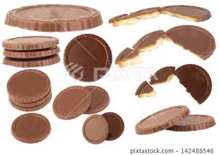 Chocolate Biscuit isolated on white background 142488546