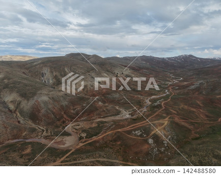 Mountainous winding road. rocky mountains. High quality 4k footage Mountainous winding road. rocky mountains. High quality 4k footage 142488580