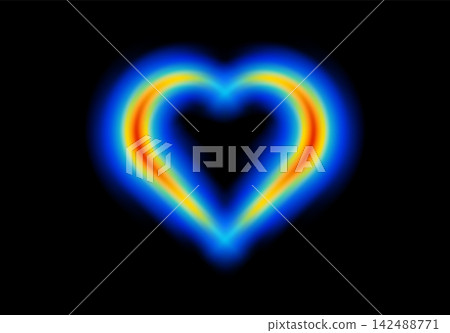 Abstract shape glowing in neon light, with heatmap color palette Abstract shape glowing in neon light, with heatmap color palette 142488771