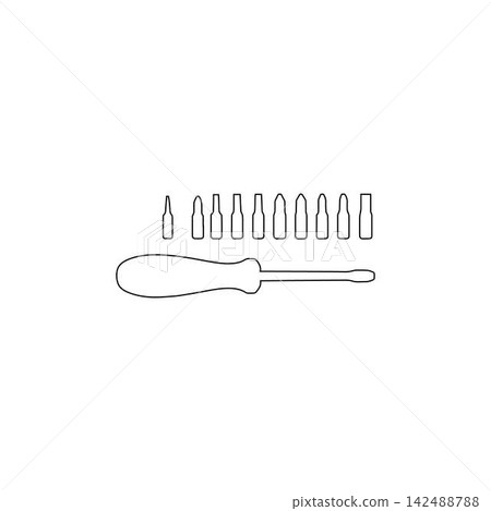 screwdriver set outline icon multiple bits tool illustration 142488788